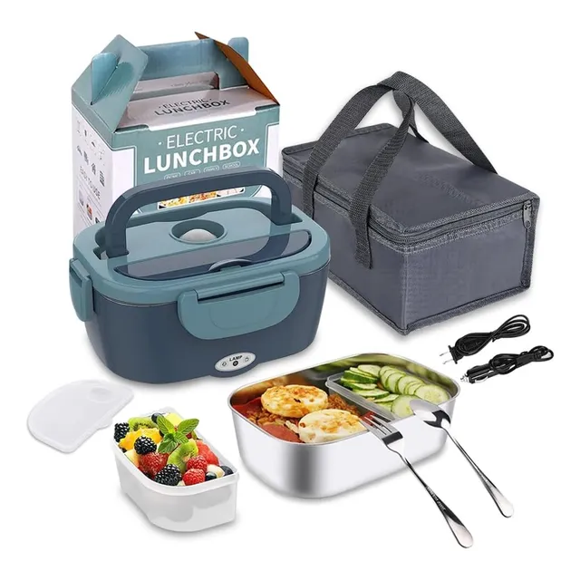 Lonchera Eléctrica Portátil 3 En 1 Inoxidable Calentador1.5l