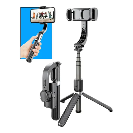 Estabilizador Celular Gimbal R15 Bluetooth Tripé Foto Preto