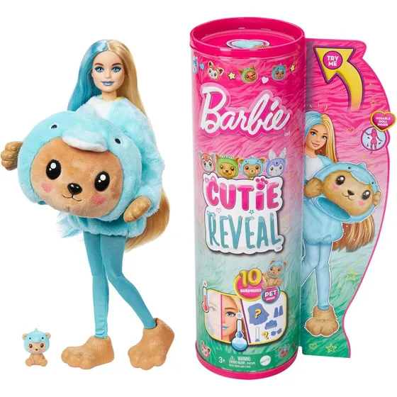 Muñeca Barbie Cutie Reveal Fantasy 10 Sorpresas Peluche 