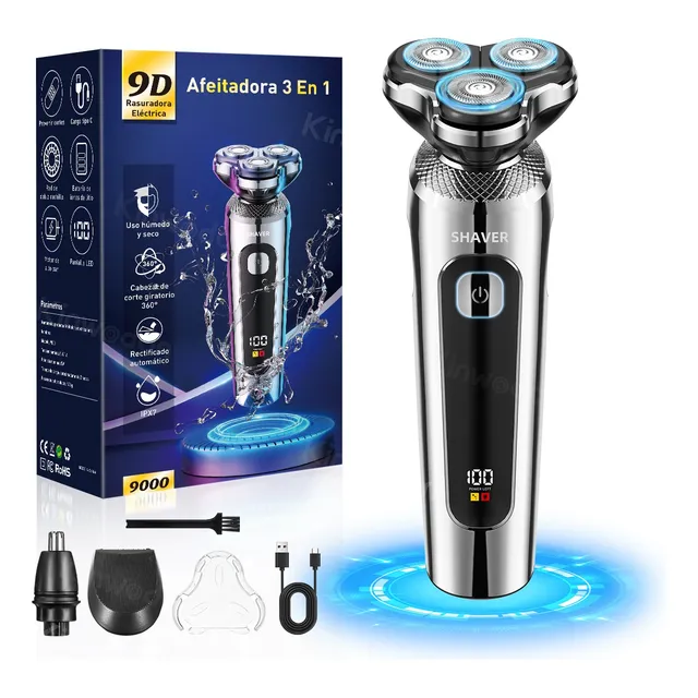 Rasuradora Barba Recargable Afeitadora Eléctrica Cabello Pel