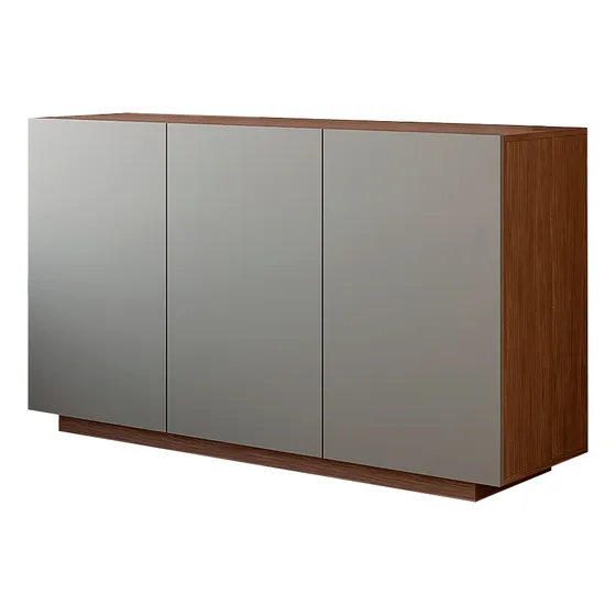 Modular Vajillero Mueble Comedor 140cm De Largo. Color Nogal Frente Gris Cuba