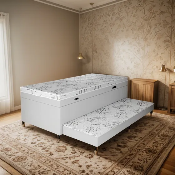 Cama Box Baú 4em1 Biboxconjugada Espuma D33bicama C/auxiliar Preto Courino