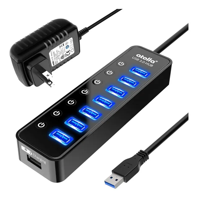 Powered Usb Hub 3.0, Atolla 7-port Usb Data Hub Splitter ...
