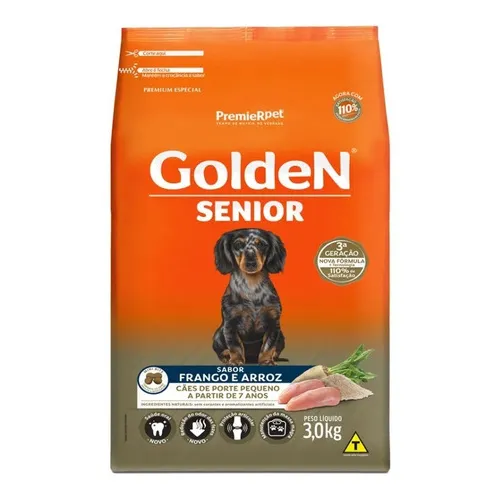 Alimento Golden Senior Mini Bits 3kg Ração Saudável Pet