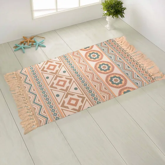Charally Alfombra Bohemia Para Dormitorio Diseño Geometrico