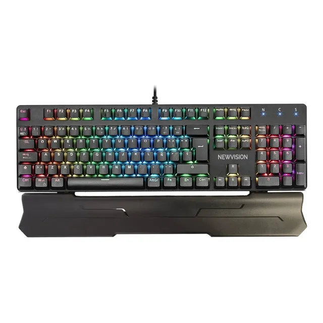 Teclado Gamer Mecanico Pc Newvision Nw800 Usb Led Rgb Gaming Teclado Negro Idioma Español