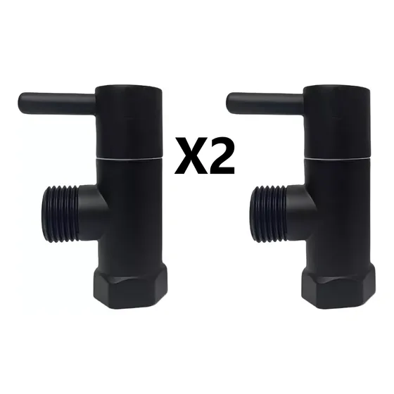 Llave De Arresto Para Ducha Lavamano Fredero Negro 1/2 X 1/2