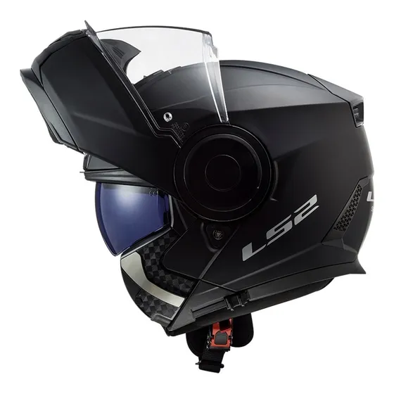 Casco de moto rebatible LS2 902 Scope mate doble visor color negro talla L