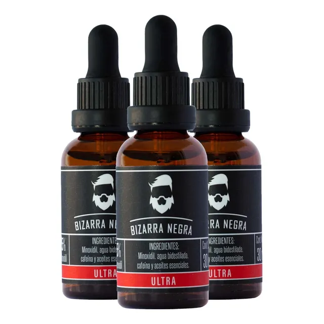 Minoxidil Al 15% Bizarra Negra Con Cafeína 3x2 (3 Frascos)