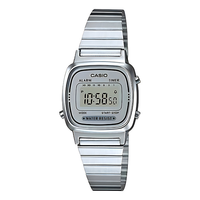 Relógio Casio Mini Feminino Vintage Digital Prata La670wa7df Relógio Casio Mini Feminino Vintage Digital Prata La670wa7df