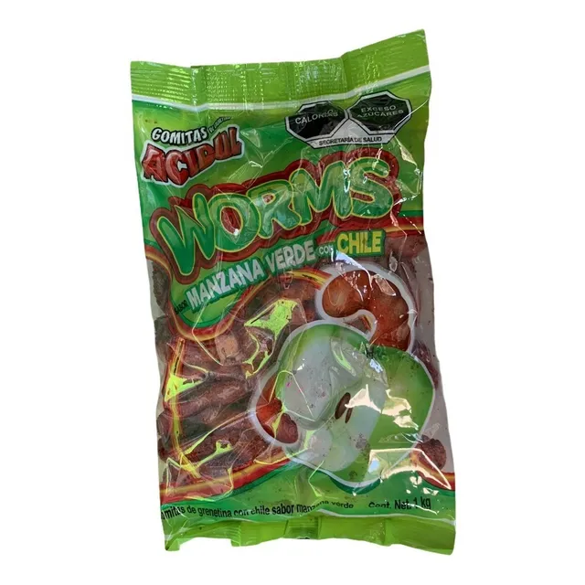 Gomitas Lombriz Enchilada Sabor Manzana Acidul Dulce 1 Kg