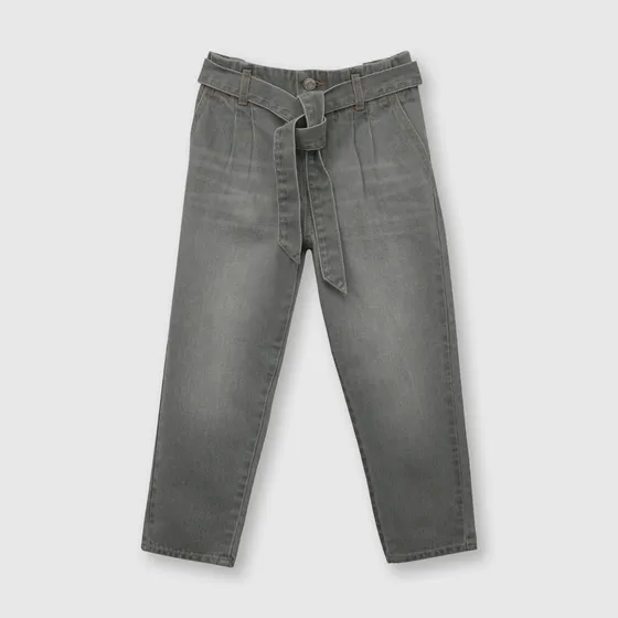 Jeans De Niña Paper Bag Gris Colloky