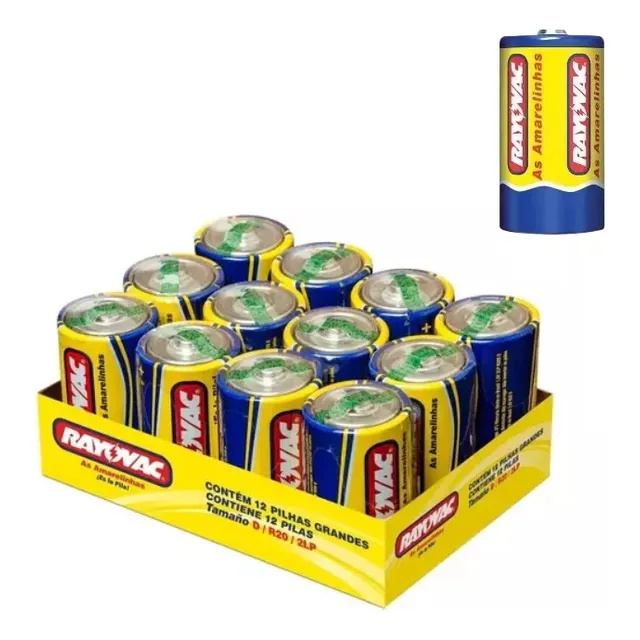 12 Pilas D Grande Rayovac Zinc Carbón Pack Cerrado