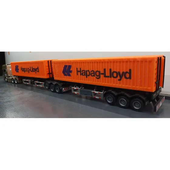 Camión Con Bitren Container Escala 1:64 Naranja