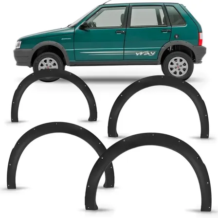 Kit Moldura Alargador Paralama Uno Way 2005 2006 07 08 09 10 Preto