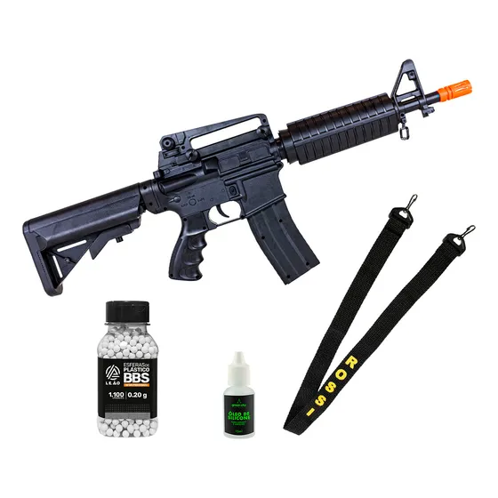 M4 Airsoft M16 M4a1 Cqb Assalto Mola 6mm + Bbs + Bandoleira