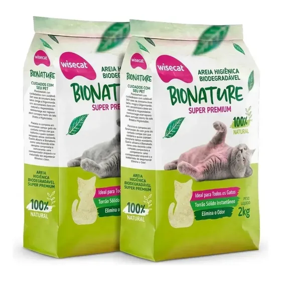 Kit 4kg Areia De Gato Biodegradável 100% Bionature
