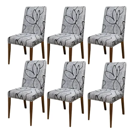 Kit 6 Capas Cadeira Jantar Tecido Importado Spandex Elástico