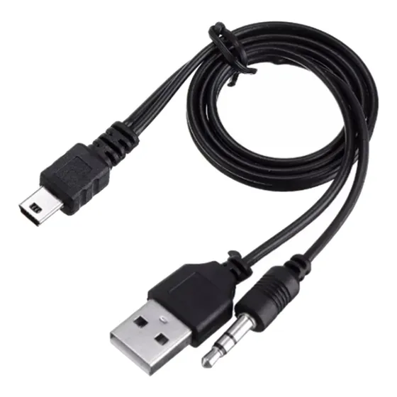 Cable Audio 3.5mm Carga Usb A Mini Usb B Cornetas Mp3 Mp4