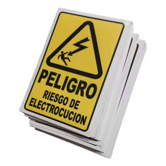 Calco Autoadhesivo Riesgo Eléctrico - 8cm X 12cm - 100 Uni