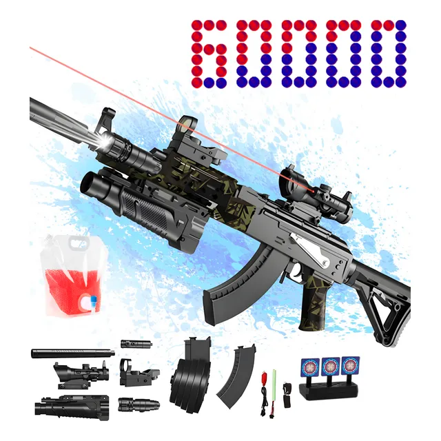 Pistola Hidrogel Ak47 Lanzador Juguete Gel Automática Láser Negro