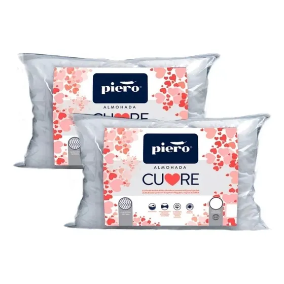 Combo 2 Almohadas Piero Cuore 70 X 40 Fibra Y Espuma
