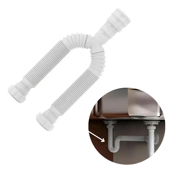 Sifão Sanfonado Duplo Blukit 1.1/2 Pia Tanque Pvc Branco