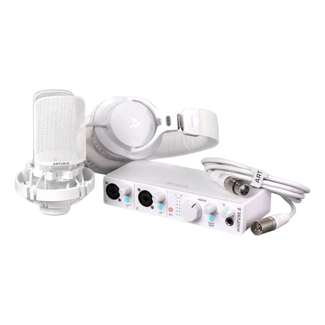 Kit De Grabación Arturia MiniFuse Recording Pack Interfaz + Micrófono + Audífonos Blanco