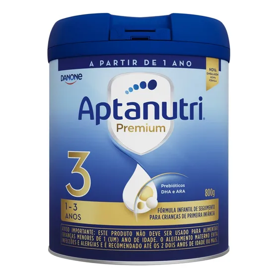 Fórmula infantil em pó sem glúten Danone Aptanutri Premium 3 en lata - Kit de 12 de 800g - 12 meses a 3 anos