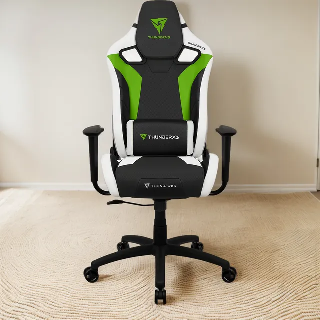 Silla Gamer Thunderx3 Xc3 Color Verde Con Blanco Reclinable