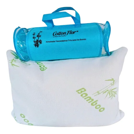Almohada Viscoelástica Triturada De Bambú Cotton Flor X2 Unico