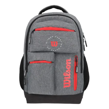Mochila Grande Refozada, Portalaptop, Wilson , Color Gris Diseño De La Tela Lisa