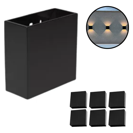 Kit 6 Arandela De Parede Externa Facho Duplo Ajustável Led