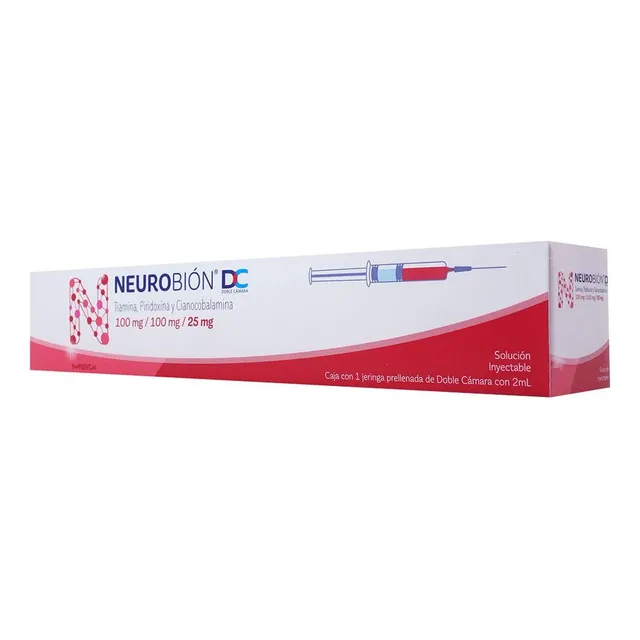 Neurobion Dc Solución Inyectable 100 Mg/100 Mg/25 Mg, 1 Jeringa Precargada Doble Cámara 2 Ml