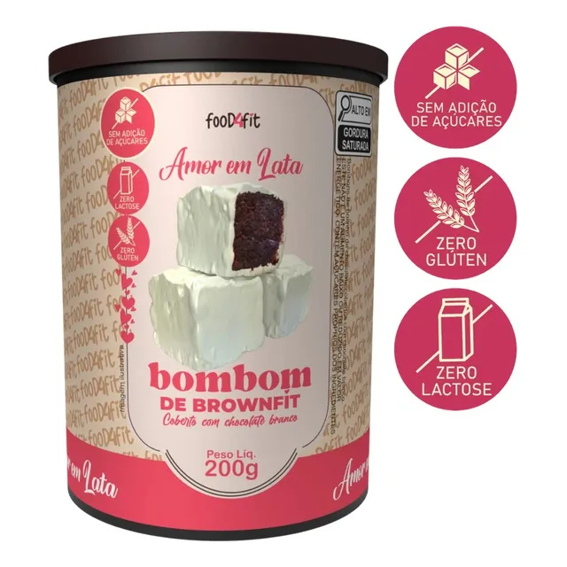 Food4fit Bombom Branco Zero Açúcar 250g Amor Em Lata