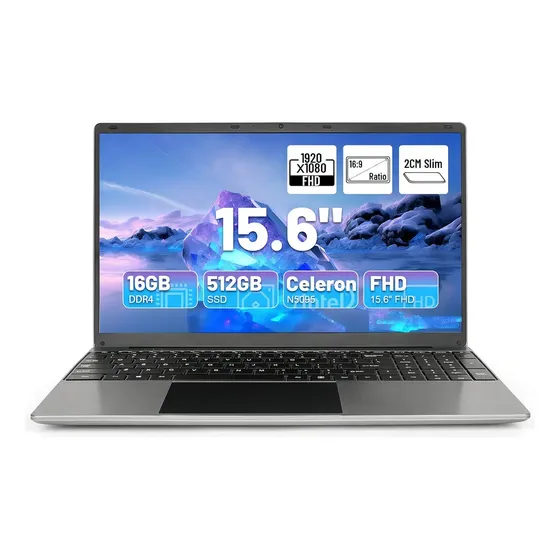 Laptop Hyjoy 15.6 Intel Celeron N5095 16+512g 1920*1080p Windows 11 Notebook Gris