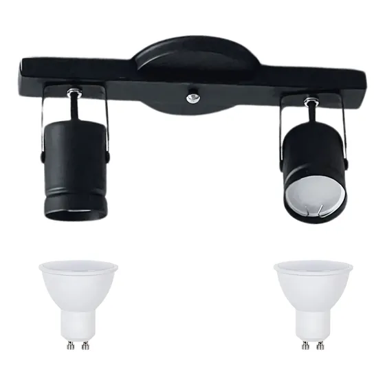 Aplique Riel Barral Techo Pared 2 Luces Spot Dicroica Led 7w