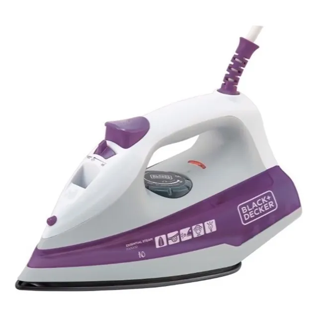 Ferro de Passar Roupa com Vaporizador Black Decker Base Antiaderente Branco e Roxo Modelo FX1000 127V