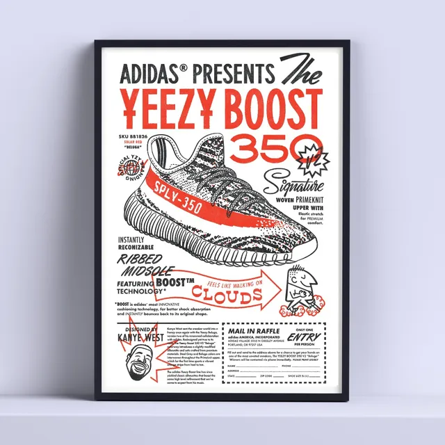 Cuadro adidas Yeezy Boost 30x40cm Deco Listo P Colgar