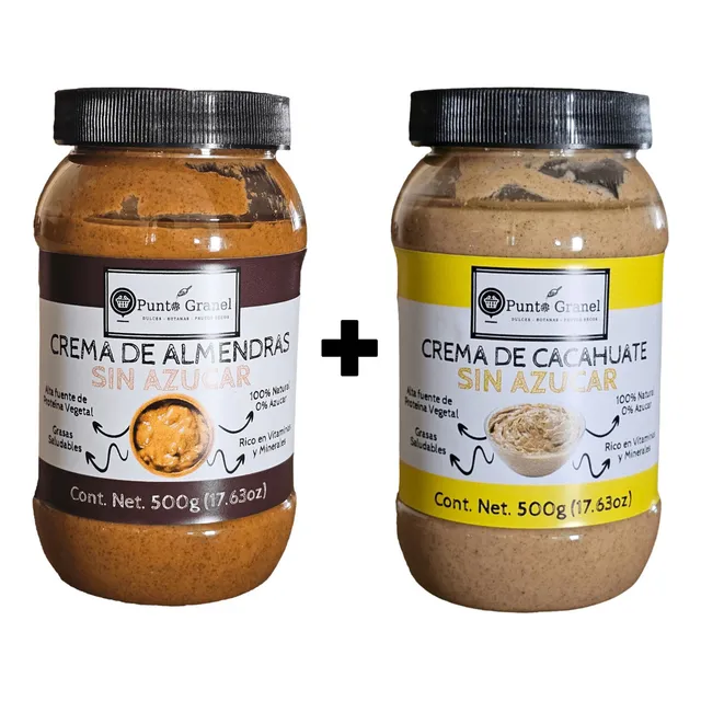 Crema De Cacahuate Y Crema Almendras - Sin Azucar - 500g C/u