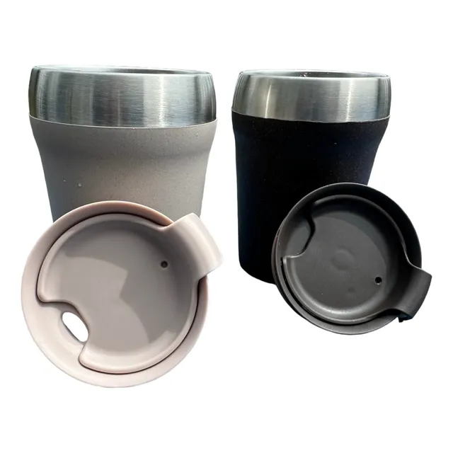 Mug Acero Inoxidable Exterior Fibra De Cafe Ecofriendly