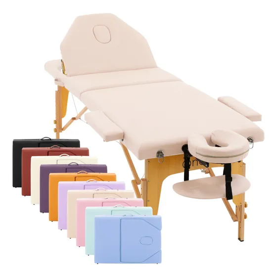 Cama De Masaje Plegable Portatil Reclinable Spa Profesional Color Almendra