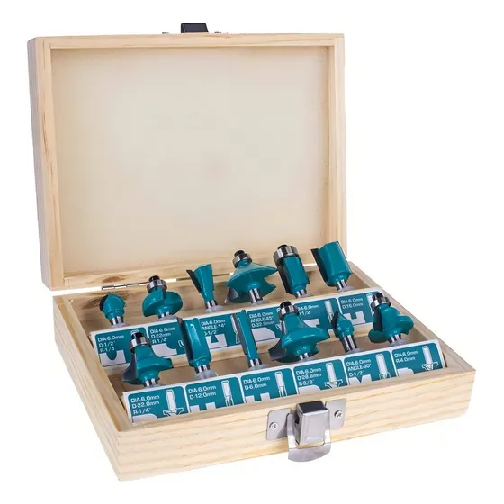 Juego Set De Fresas Kit Router Para Madera 12 Pzs 6mm Total
