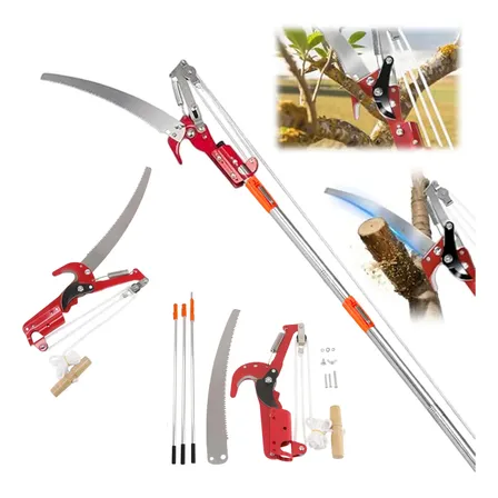 Serrote Podador Galhos Altos 2 Em 1 Cabo Telescópico 3m Vermelho