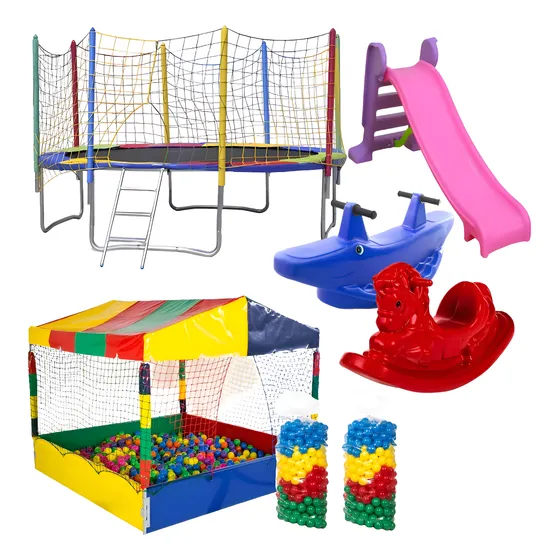 Pula Pula 3m Piscina C/ Bolinhas 1,5m Esc M Gangorra 1l E 2l