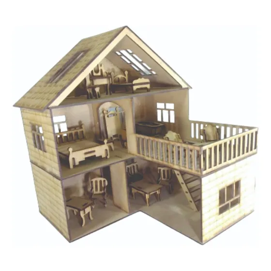 Casita Genova Fibrofacil Mdf + 20 Muebles De Regalo
