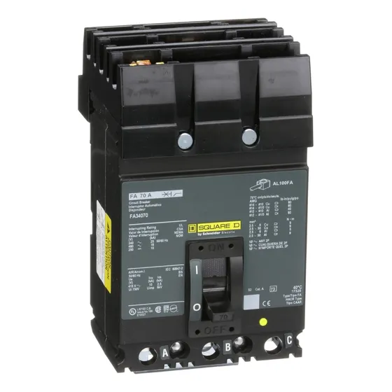 Fa34070 Circuit Breaker, Fa, 480v 70a, 3 Polos