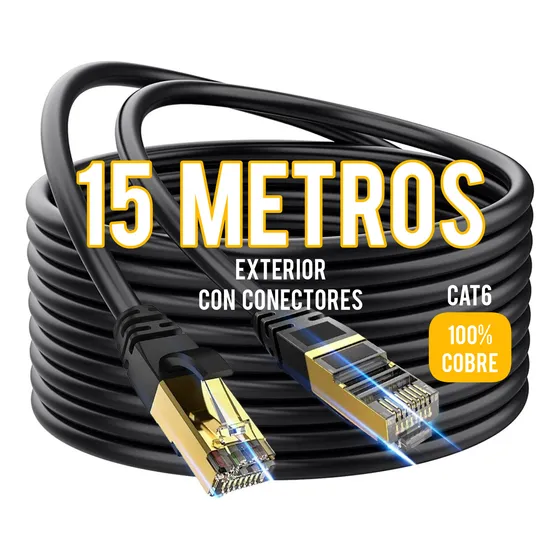 Cable Utp Cat6 15 Metros Exterior 100% Cobre Con Conectores