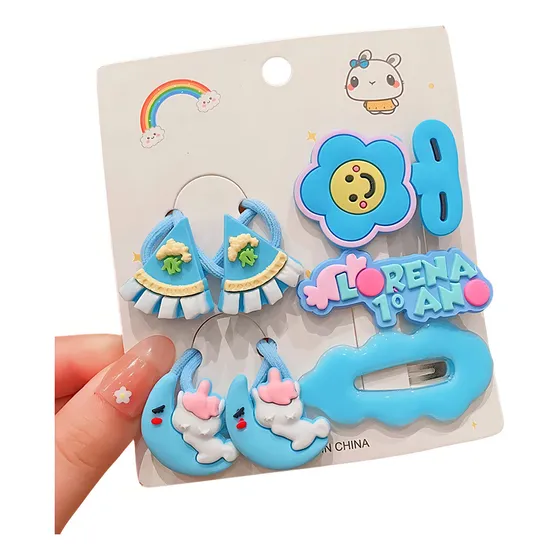 Set 7 Pinches Y Colets Para Niñas Y Bebes Color Azul