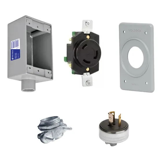 Clavija Receptaculo Contacto 20a 250v Caja Fs Tapa Uso Rudo